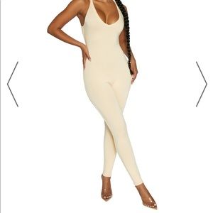 NWT NAKED WARDROBE cream strappy jumpsuit